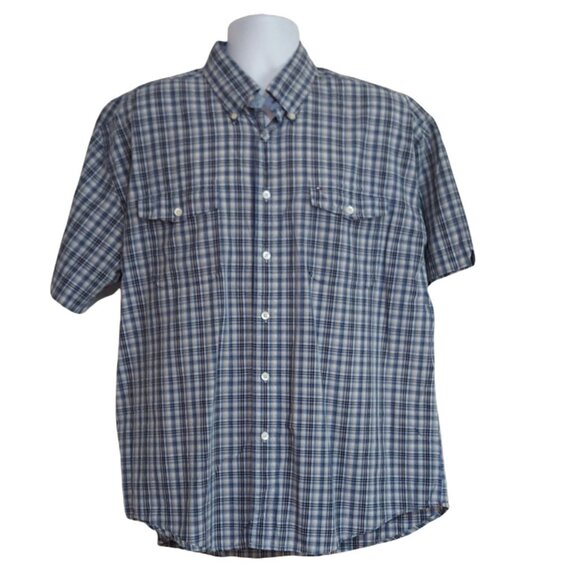 Tommy Hilfiger Mens Check Classic Fit Short Sleeve Shirt Blue Size Xxxl main image 1